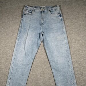 Zara Jeans Womens 14 Blue High Rise Straight Leg Stretch Denim Pants Casual